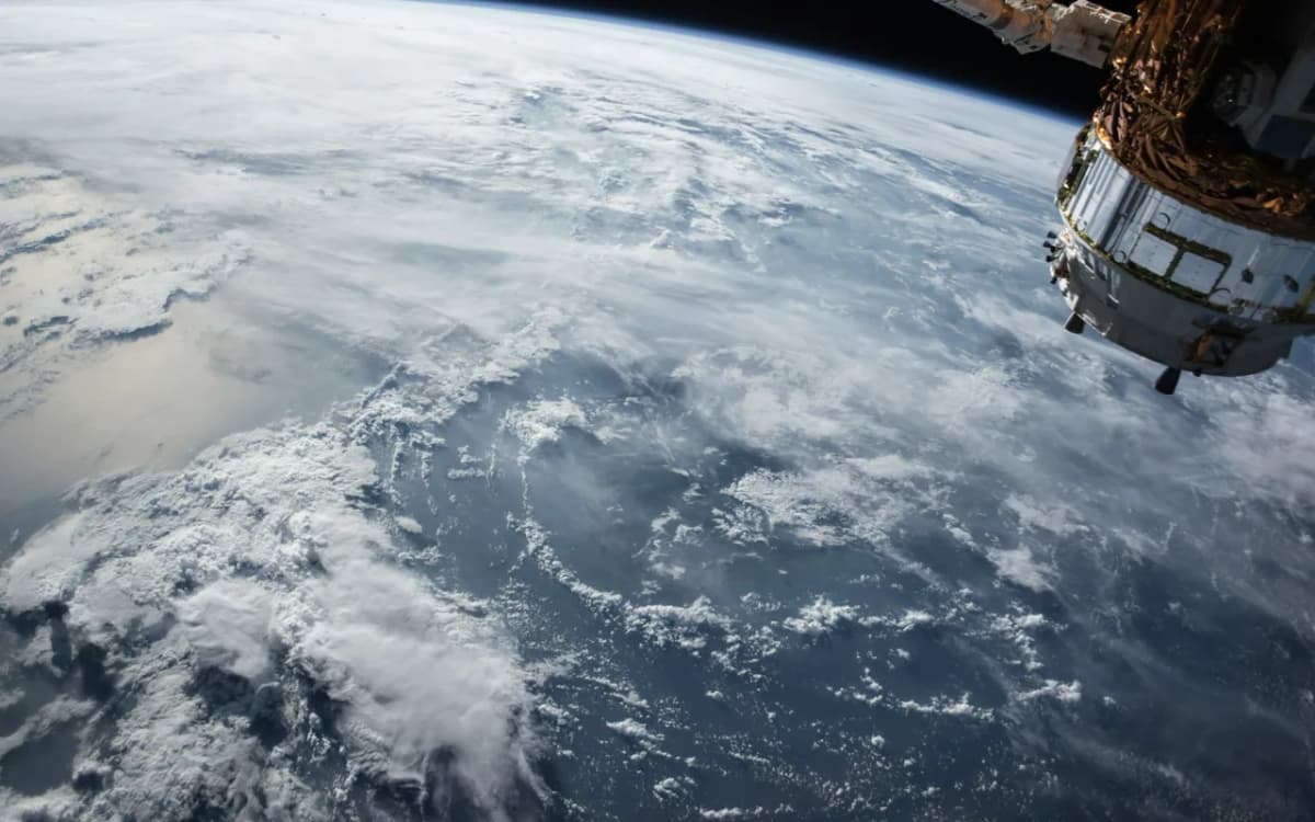 Earth viewed from orbit, connecting aerospace, sensing, and real-world technology